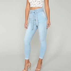 NWT Fashion Nova paper bag high waisted waist tie